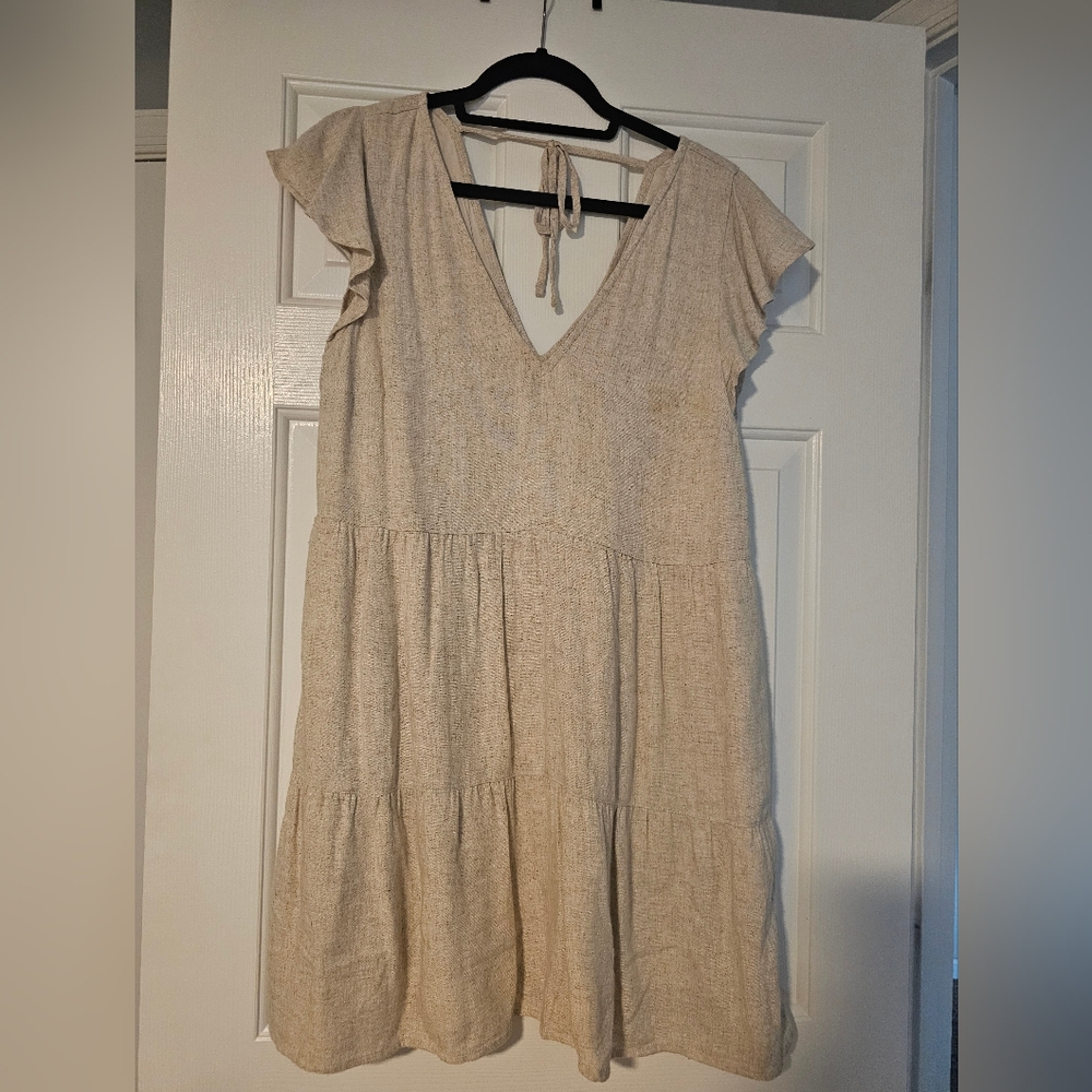 Abercrombie & Fitch Cream Pleated Mini Sundress | Medium